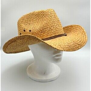 VTG Original Panama Jack Straw Hat Golf Beach Safari OnerSz Tan Logo Hatband